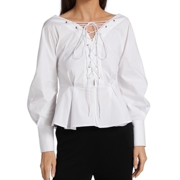 STAUD Monroe Lace-Up Top Size 10 - Picture 2 of 12